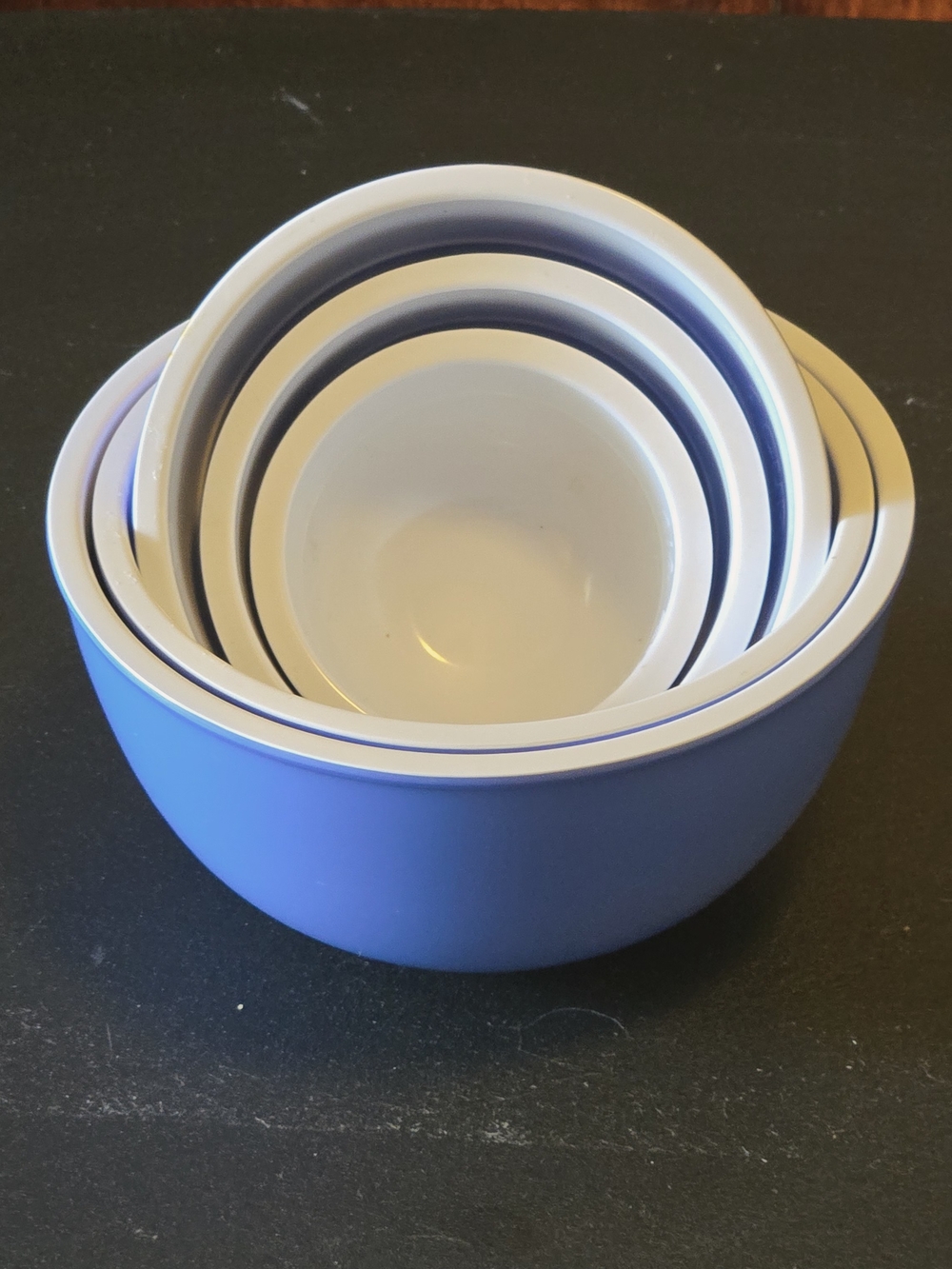 Retro Blue Melamine Nesting Prep Measuring Bowls Set of 5 MCM Style